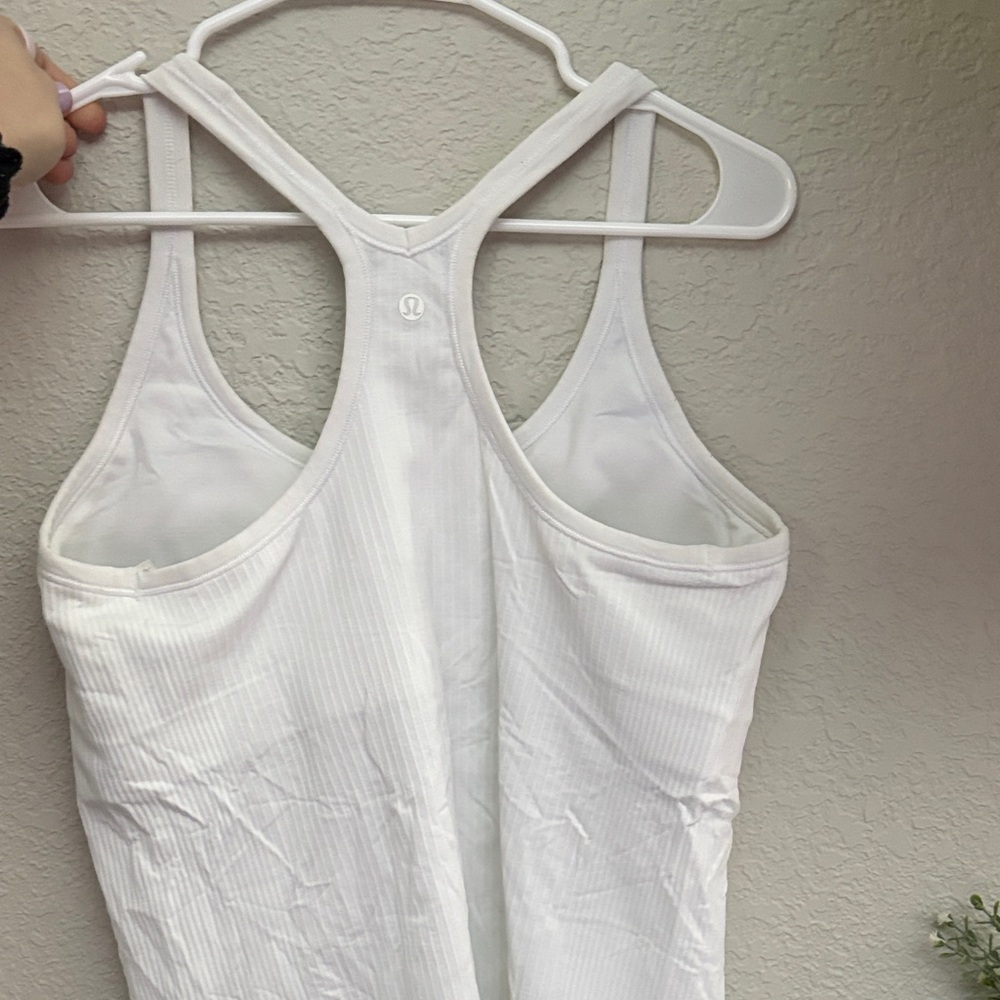 Lululemon White Ribbed Racerback Tank ebb to street